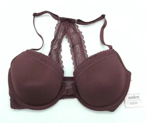 Auden Bra The Ace Demi Front Closure Lightly Lined Racerback Burgundy 36DDD thumbnail 1