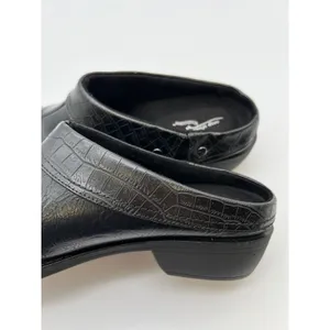 EASY‎ STREET Comfort Wave Mules Women 8.5 M Black Croc Trim Slip On Clogs 4047 thumbnail 8