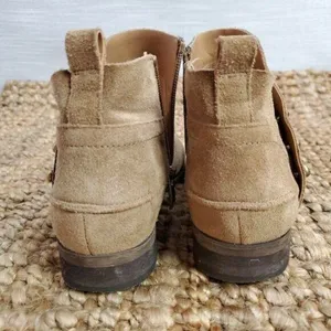 Franco Sarto Womens Booties Size 6 Beige Suede Studded Side Zip Almond Toe thumbnail 6