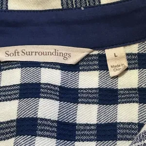 Soft Surroundings Navy Blue Mixed Plaid Asymmetrical Button Front Tunic Large thumbnail 9