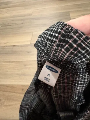 Old navy pull on straight leg plaid pants grey size 10 thumbnail 5