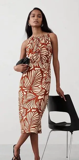 Banana Republic Linen Blend High Neck MIDI Dress Size 10 NWT - C70-002 thumbnail 1