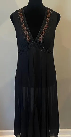 Eliza J Elegant Black Sleeveless Dress with Embroidered Details new size 4 thumbnail 1