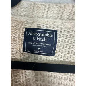Abercrombie & Fitch Beige Cream Cableknit Wool Alpaca Blend Cardigan Medium thumbnail 3