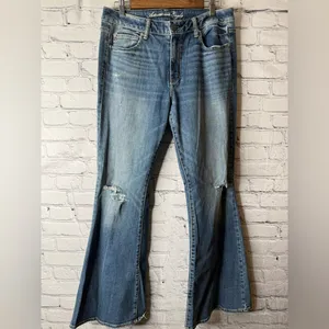 American Eagle 77 high rise flared leg jeans size 12 thumbnail 6