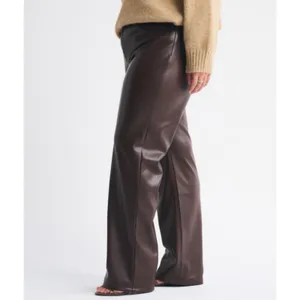 Abercrombie 90s Straight Vegan Leather Pants Womens 4 Red Brown Ultra High Rise thumbnail 3