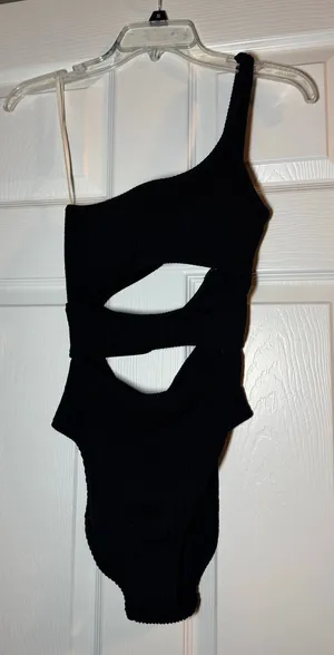 Aerie Black Off the Shoulder One Piece Swimsuit Size Small thumbnail 1