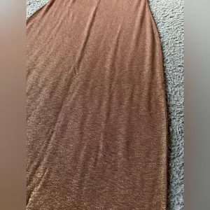 Aerie full length brown and gold maxi dress adjustable straps, size M thumbnail 2