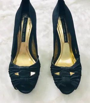 Zara Collection Black Satin High Heel Platform Pumps Size 8/ 39 thumbnail 1