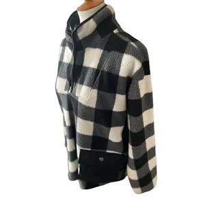 Como Vintage Black and White Checkered Half Zip Mock Collar Pullover Size XL thumbnail 9