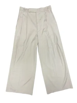 St. John High Rise Wool Blend Wide Leg Pleated Trousers Pants Beige Cream 6 thumbnail 1