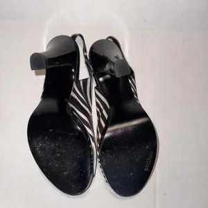 Unlisted Y2K Baddie Sandals‎ Heels Slip On Slingback Peep Toe Zebra Print Sz 9 thumbnail 11