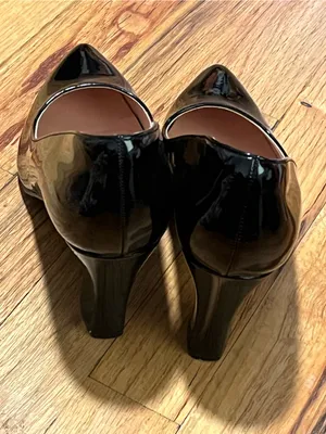 BUEUPU Black Patent Pointed Toe Heels Size 7.5 | Classic Dress Pumps thumbnail 5