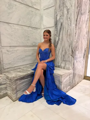 Sherri Hill Prom Dress Blue thumbnail 3