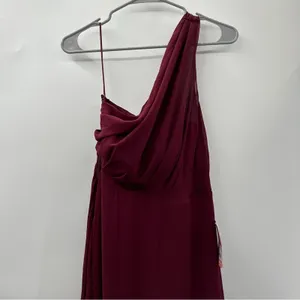 Birdy Grey Kira Chiffon‎ One Shoulder Bridesmaid Dress in Cabernet Sz S NEW thumbnail 4