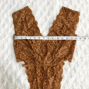 NEW Free People HAH Brown Sugar Cut to the Chase Lace V-neck Boho Bodysuit XS thumbnail 8
