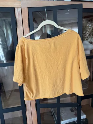 Aerie cropped beach bum tee top tangerine short sleeve vneck thumbnail 6
