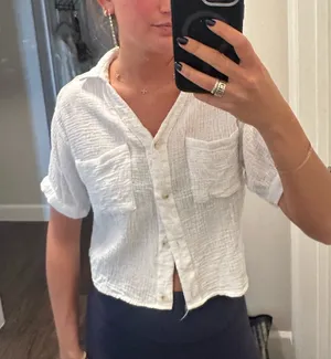 Linen crop top White thumbnail 1