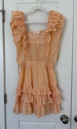 Love Shack Fancy Dress Ruffle Mini Orange thumbnail 1