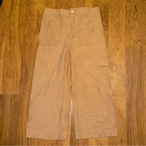 Anthropologie Maeve The Colette Wide Leg Pants Crop High Rise Brown Orange Sz 14 thumbnail 2