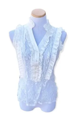 Womens Annabelle Lace Semi-Sheer Sleeveless Sweetheart Top - Sz L thumbnail 1