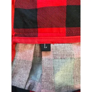 Red & Black Checker Print Pleated A-Line Midi Skirt thumbnail 8