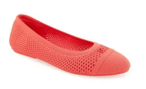 NEW Aerosoles Women's Annelie Round Toe Ballet Flats Coral Red Knit Fabric SZ-9 thumbnail 1