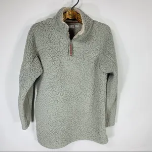 Gray Teddy Sweatshirt Pullover 1/4 zip Small Normcore Gorpcore thumbnail 5
