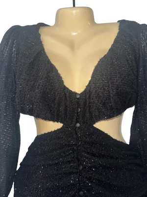 ASOS Black Sparkle Cutout Ruched Mini Dress thumbnail 4