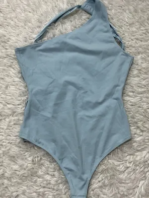 Intimately Free People Bodysuit Light Blue One Shoulder Tie Back Small thumbnail 1