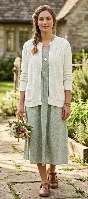 Susan Ess Womens Cardigan Size Large Boucle Frog Closure Sweater Cottage Twee thumbnail 1
