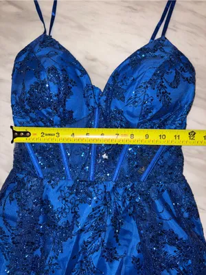 NWT Blondie Nites Womens Size 3 Royal Blue Sequin Corset Lace Up Party Dress thumbnail 4