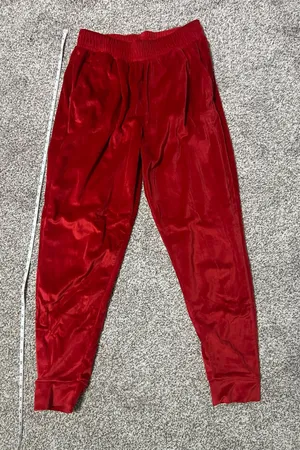 Red Velvet Sweatpants Joggers with Pockets - XS thumbnail 1