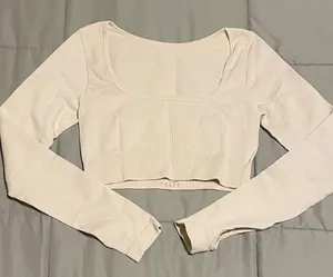 OQQ Athletic Cropped Yoga Long Sleeve Ribbed Shirt thumbnail 1