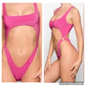 SKIMS Size 4x Magenta Pink Glitter Sparkle Swimsuit Sexy Cut Out Monokini NWT thumbnail 2
