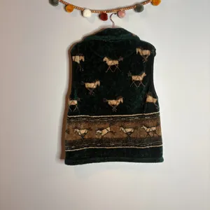 Vtg sherpa fleece Horse zip up vest thumbnail 4