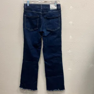 Zara Dark Wash Midrise Raw Hem Bootcut Ankle Jeans Non Ripped Size 4 Stretch thumbnail 6