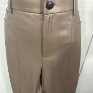 Zara Women’s Tan Skinny Faux Leather Pants Size Medium NWOT thumbnail 5