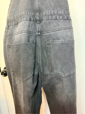 Love Tree Denim Overalls Size M Dark Wash Distressed Black Gray Overalls thumbnail 15