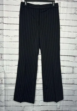 Ann Taylor Y2K Black Wide Leg Pinstripe Retro Pants Baggy SZ 4 High Rise Casual thumbnail 1