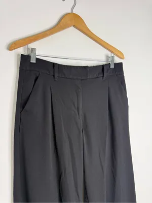 American Eagle Wide Leg Trousers Size 6 Black High Rise Stretch Dress Pants thumbnail 3