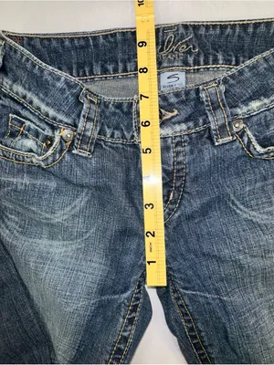 Silver Jeans Women's Distressed Bootcut Blue Denim Jeans Raw Hem Size 26 thumbnail 9