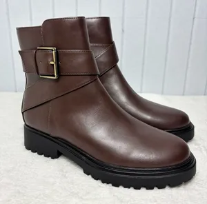 Unisa Dark Brown Casual Zip Up Ankle Boots with‎ Gold Buckle Size 8.5 thumbnail 1
