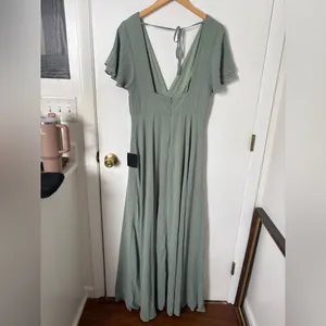 Lulus Promise Of Love Sage Brush Flutter Sleeve Maxi Dress Size XL Bridesmaid thumbnail 5