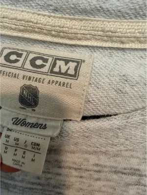 CCM Women's Medium Vintage NHL Sweatshirt Grey Hockey Logo thumbnail 3