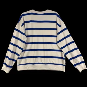 NWT H&M L Blue White Striped Bisou Embroidered Sweatshirt Pullover Preppy Casual thumbnail 3