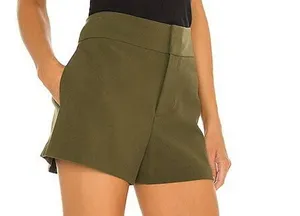 Alice + Olivia Olive Green Cady Shorts thumbnail 1