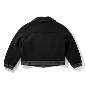 Madden Girl Juniors Denim Sherpa Jacket Size M Black Denim-Trim Fleece Buttons‎ thumbnail 4