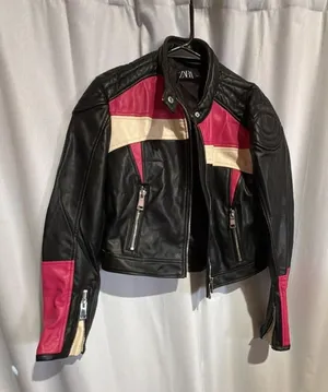 Zara Colorblock Faux Leather Moto Jacket thumbnail 1