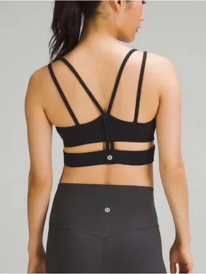 Lululemon Ribbed Nulu Strappy Yoga Longline Bra Light Support Size 4 Black Yoga thumbnail 2